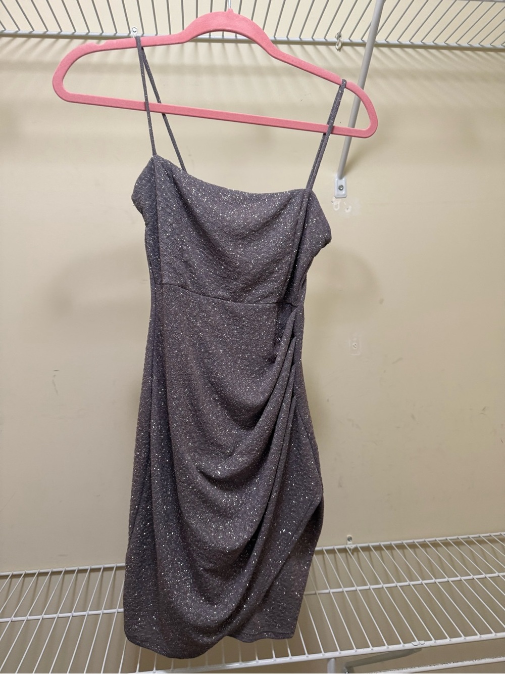 Windsor Sparkle Strapless Gray Draped Slip Dress